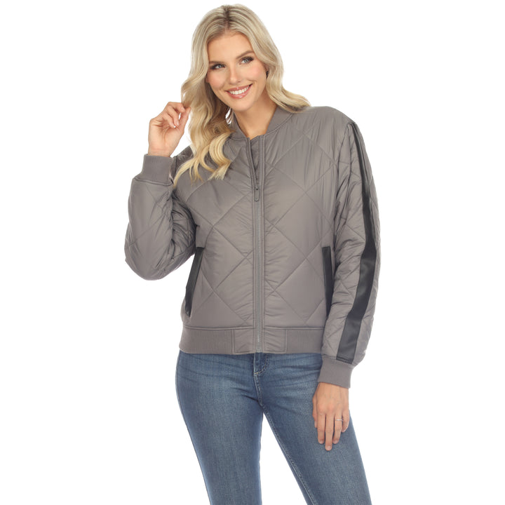 Women's  Lightweight Diamond Quilted Puffer Bomber Jacket