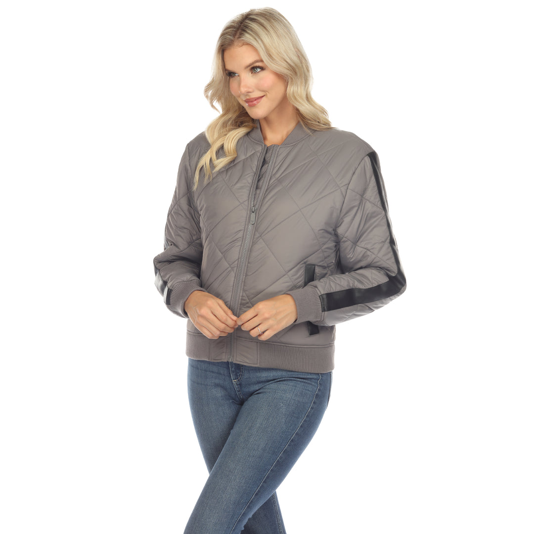 Women's  Lightweight Diamond Quilted Puffer Bomber Jacket