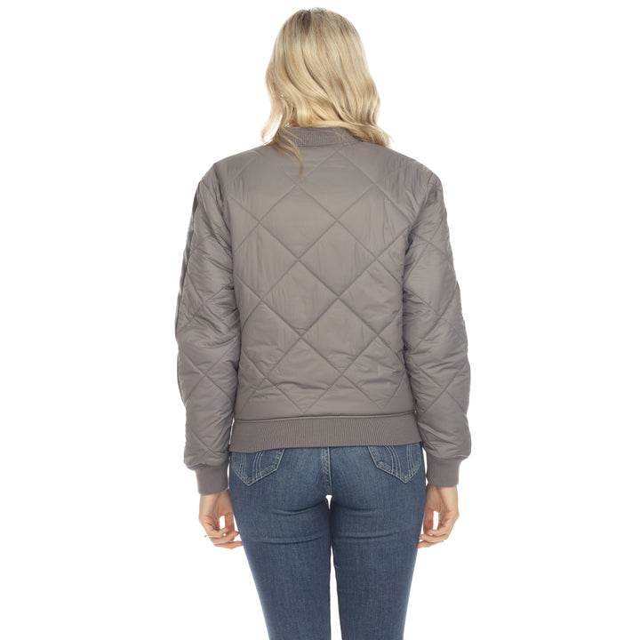 Women's  Lightweight Diamond Quilted Puffer Bomber Jacket