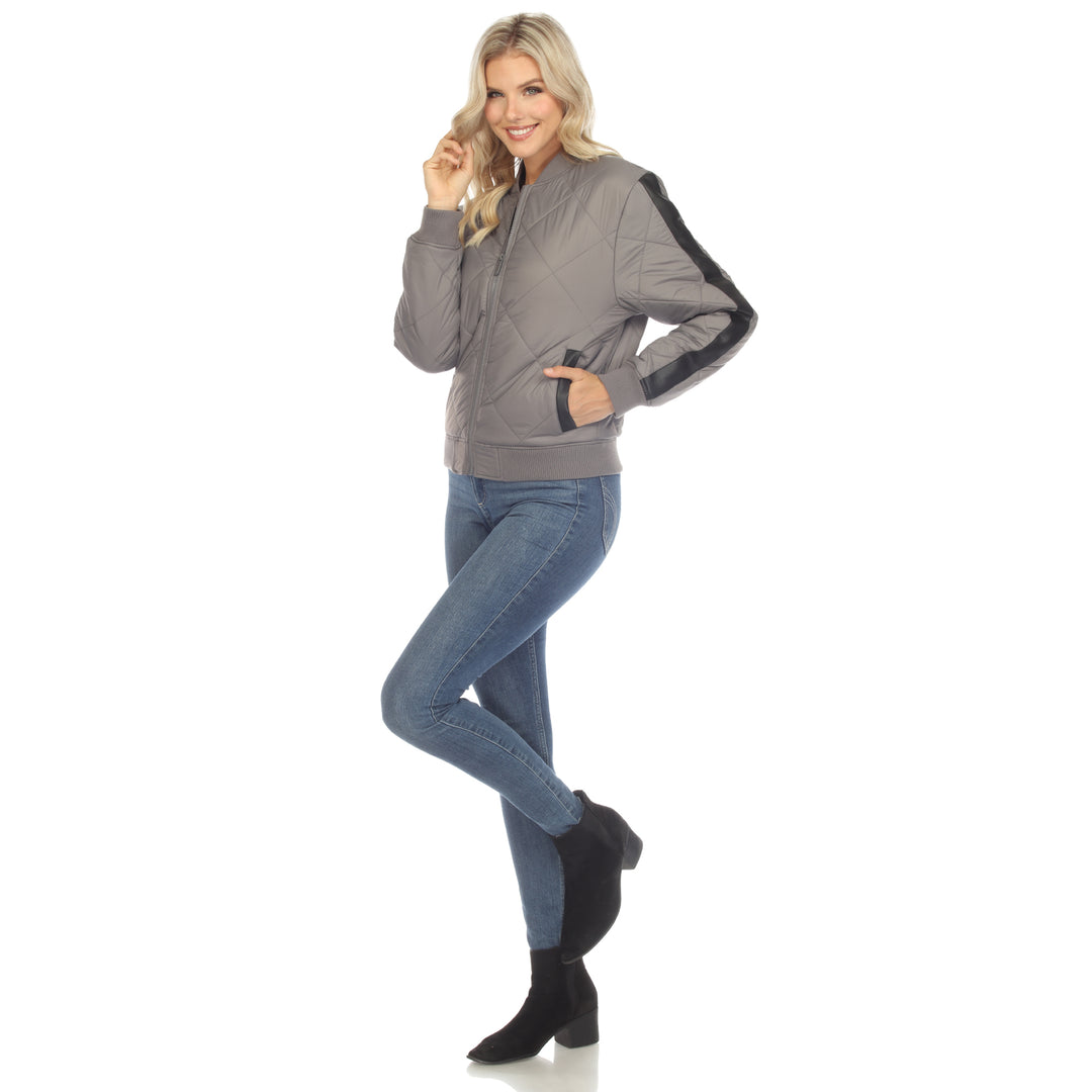 Women's  Lightweight Diamond Quilted Puffer Bomber Jacket