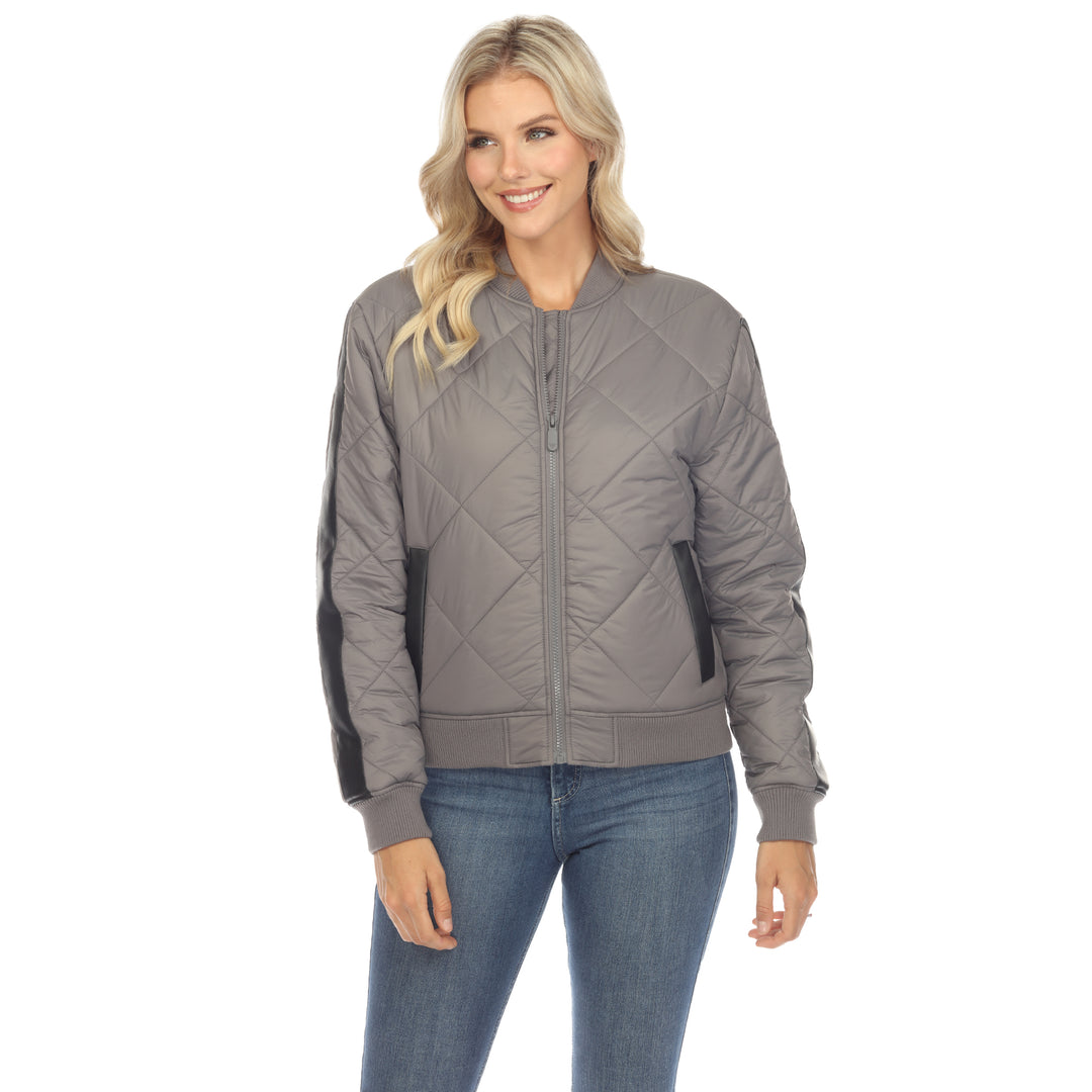 Women's  Lightweight Diamond Quilted Puffer Bomber Jacket