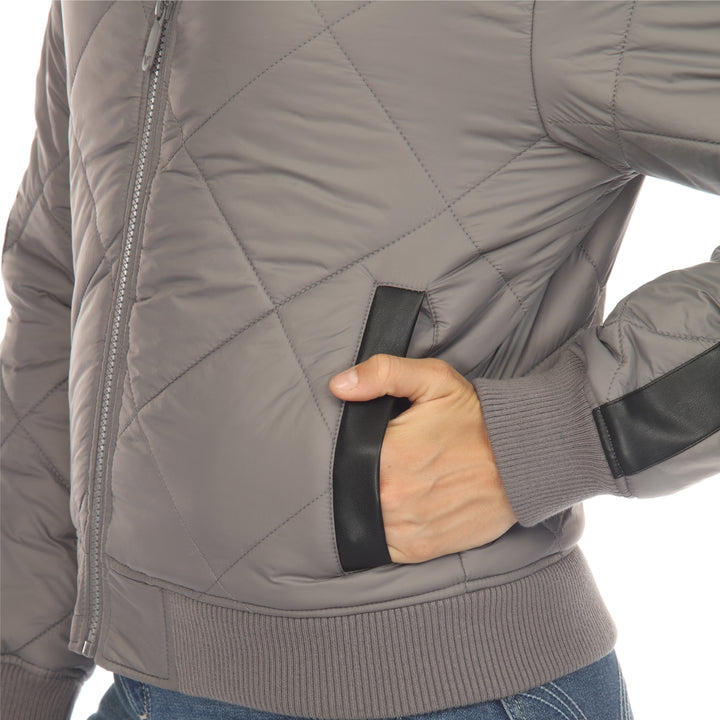 Women's  Lightweight Diamond Quilted Puffer Bomber Jacket