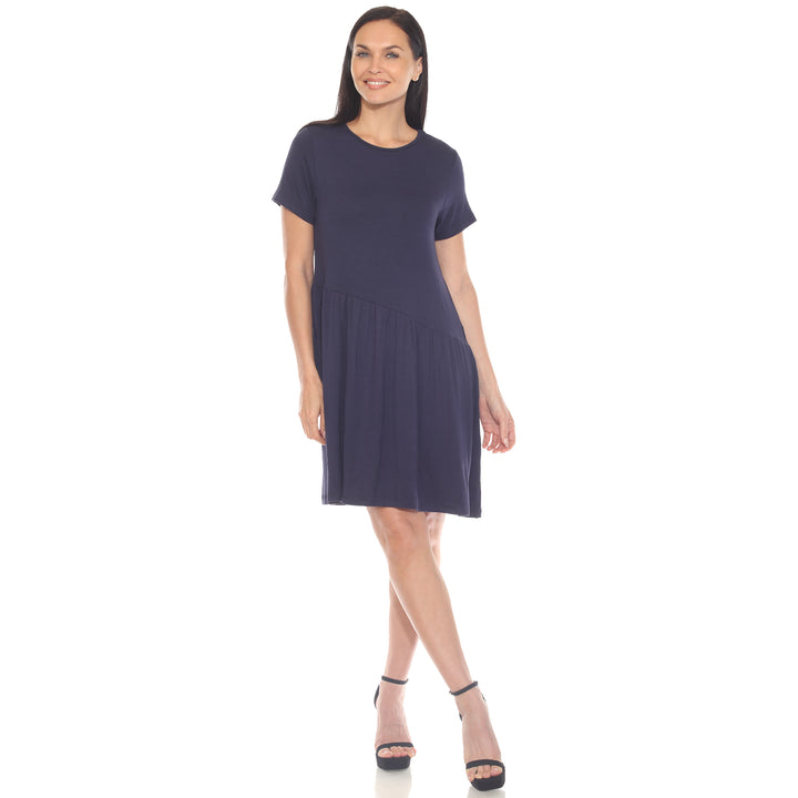 Women's Asymmetrical Waist and Short Sleeve Swing Dress