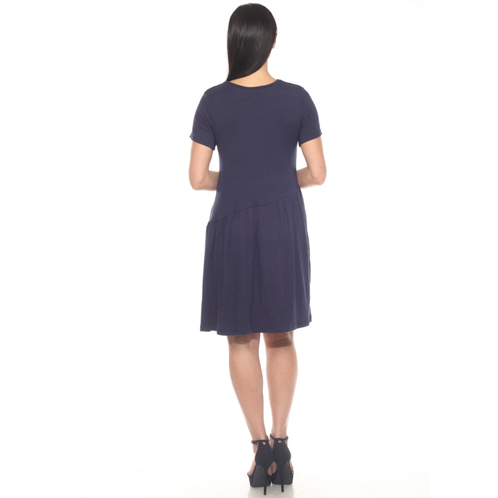 Women's Asymmetrical Waist and Short Sleeve Swing Dress