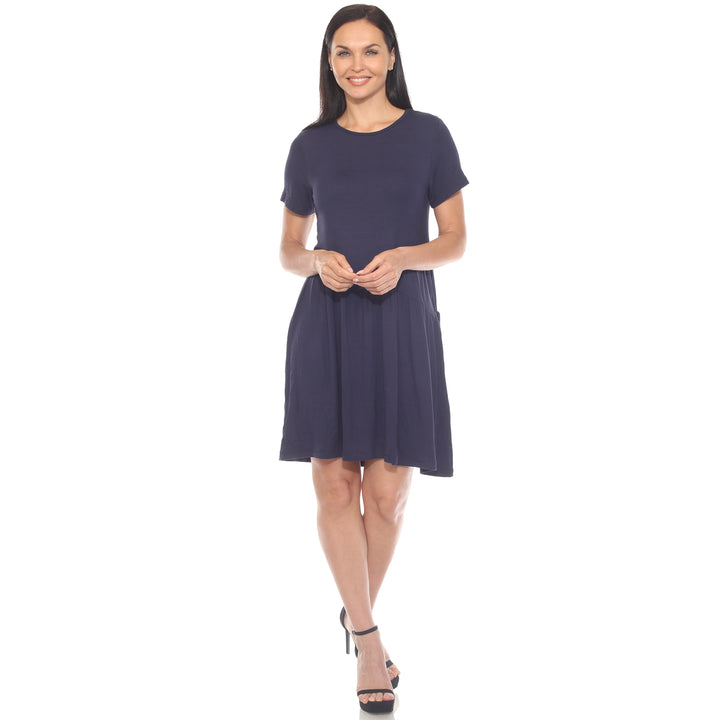 Women's Asymmetrical Waist and Short Sleeve Swing Dress