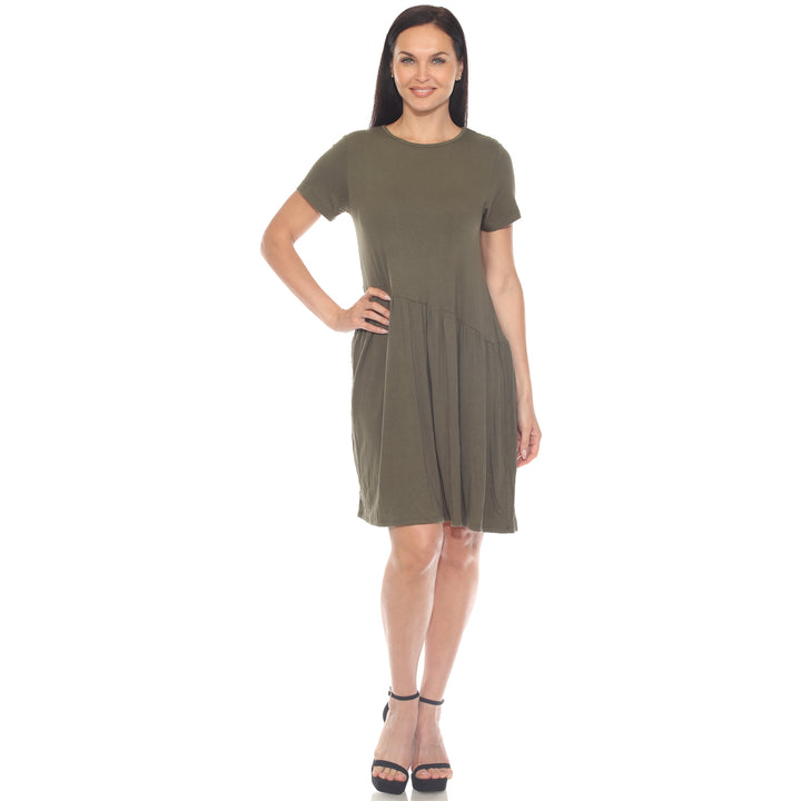 Women's Asymmetrical Waist and Short Sleeve Swing Dress