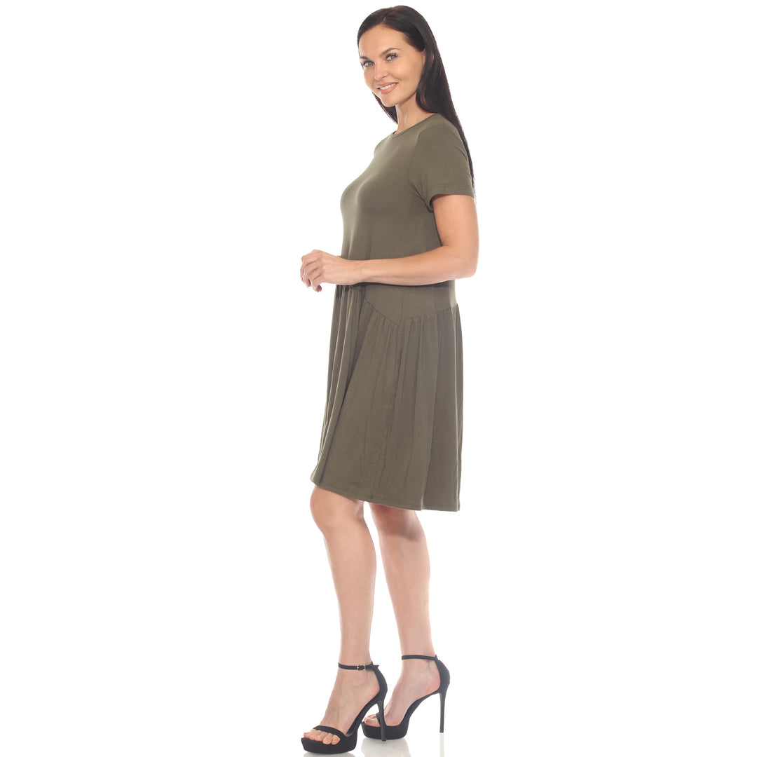 Women's Asymmetrical Waist and Short Sleeve Swing Dress
