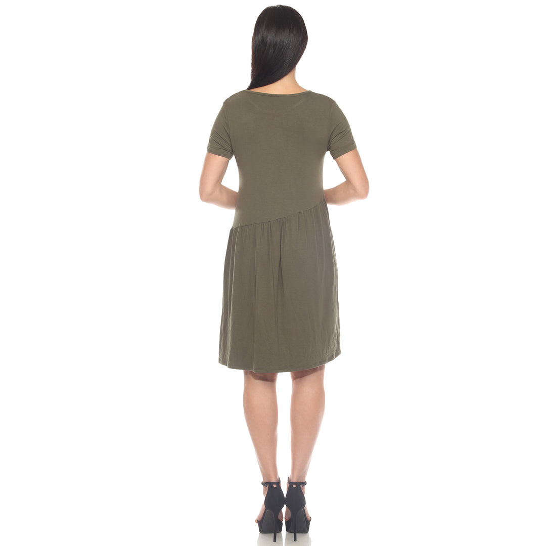 Women's Asymmetrical Waist and Short Sleeve Swing Dress