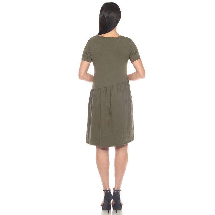 Women's Asymmetrical Waist and Short Sleeve Swing Dress