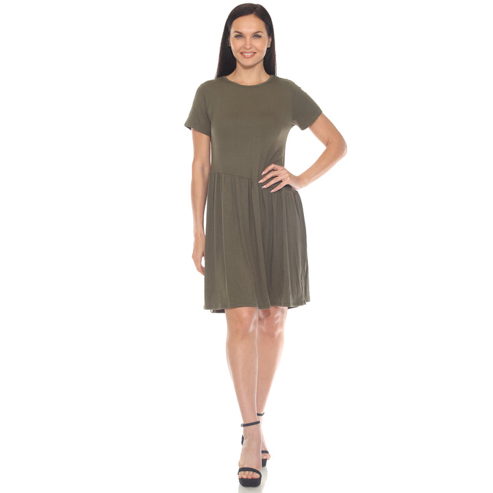 Women's Asymmetrical Waist and Short Sleeve Swing Dress