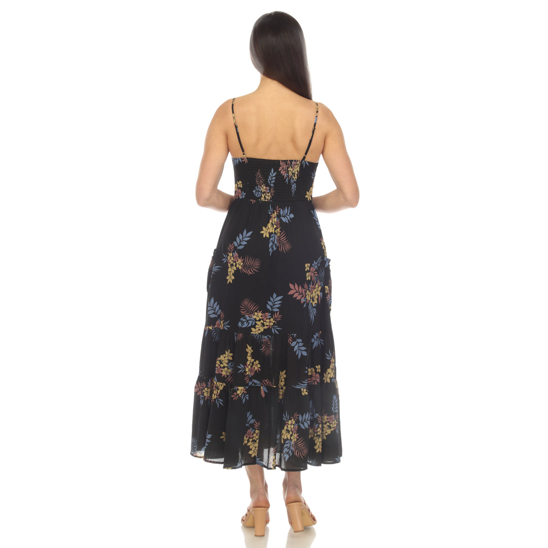 Women's V-Neck Floral Print Maxi Dress