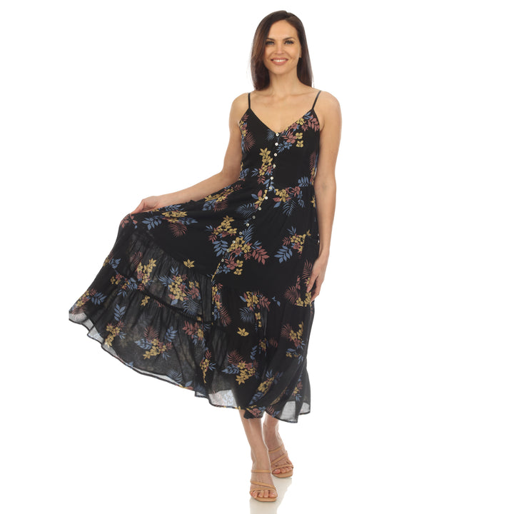 Women's V-Neck Floral Print Maxi Dress