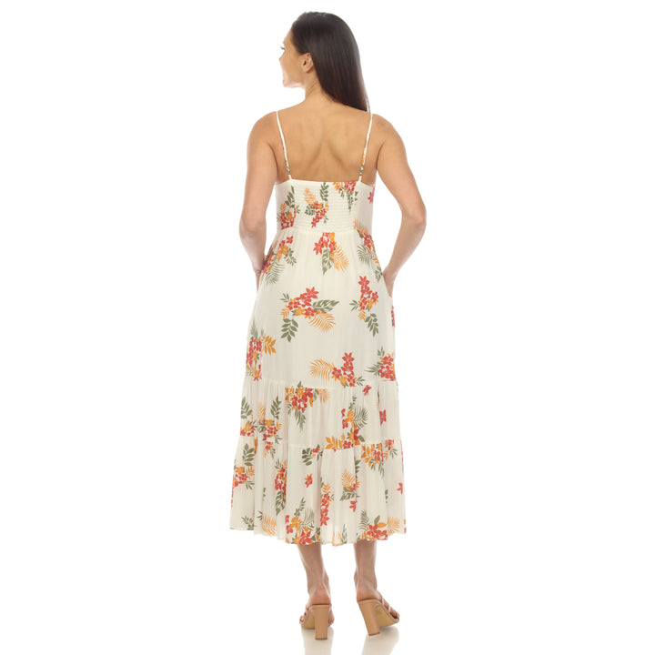 Women's V-Neck Floral Print Maxi Dress