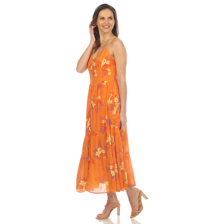 Women's V-Neck Floral Print Maxi Dress