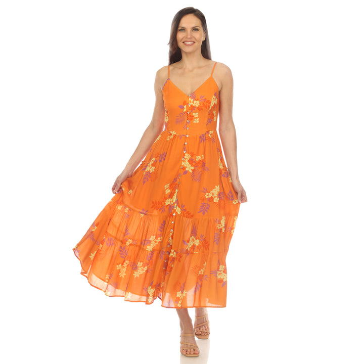 Women's V-Neck Floral Print Maxi Dress