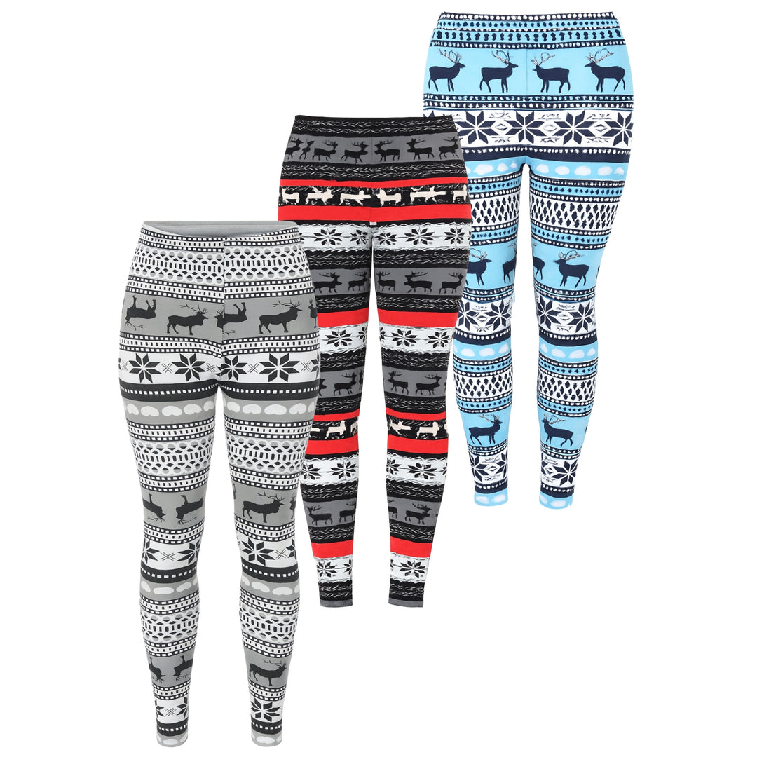 Women’s Holiday Leggings 3-Pack – Festive Prints & Cozy Styles