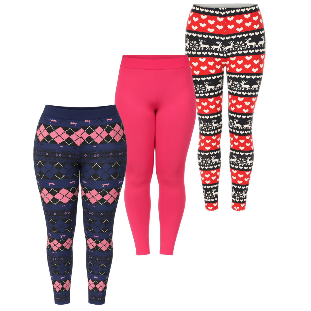 Women’s Holiday Leggings 3-Pack – Festive Prints & Cozy Styles