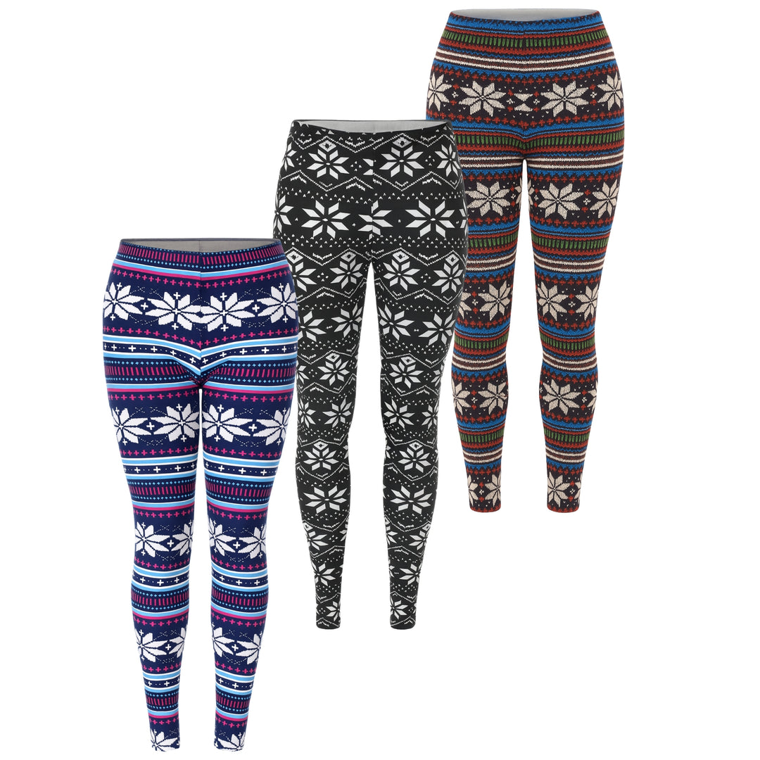 Women’s Holiday Leggings 3-Pack – Festive Prints & Cozy Styles