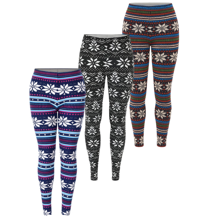 Women’s Holiday Leggings 3-Pack – Festive Prints & Cozy Styles