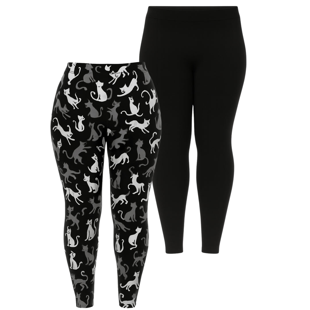 Plus Size Halloween Cat Leggings 2-Pack