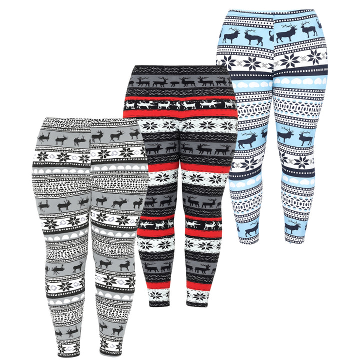 Plus Size Holiday Leggings 3-Pack – Festive Prints & Cozy Styles