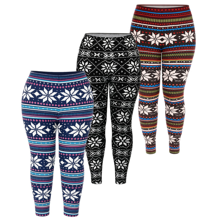 Plus Size Holiday Leggings 3-Pack – Festive Prints & Cozy Styles