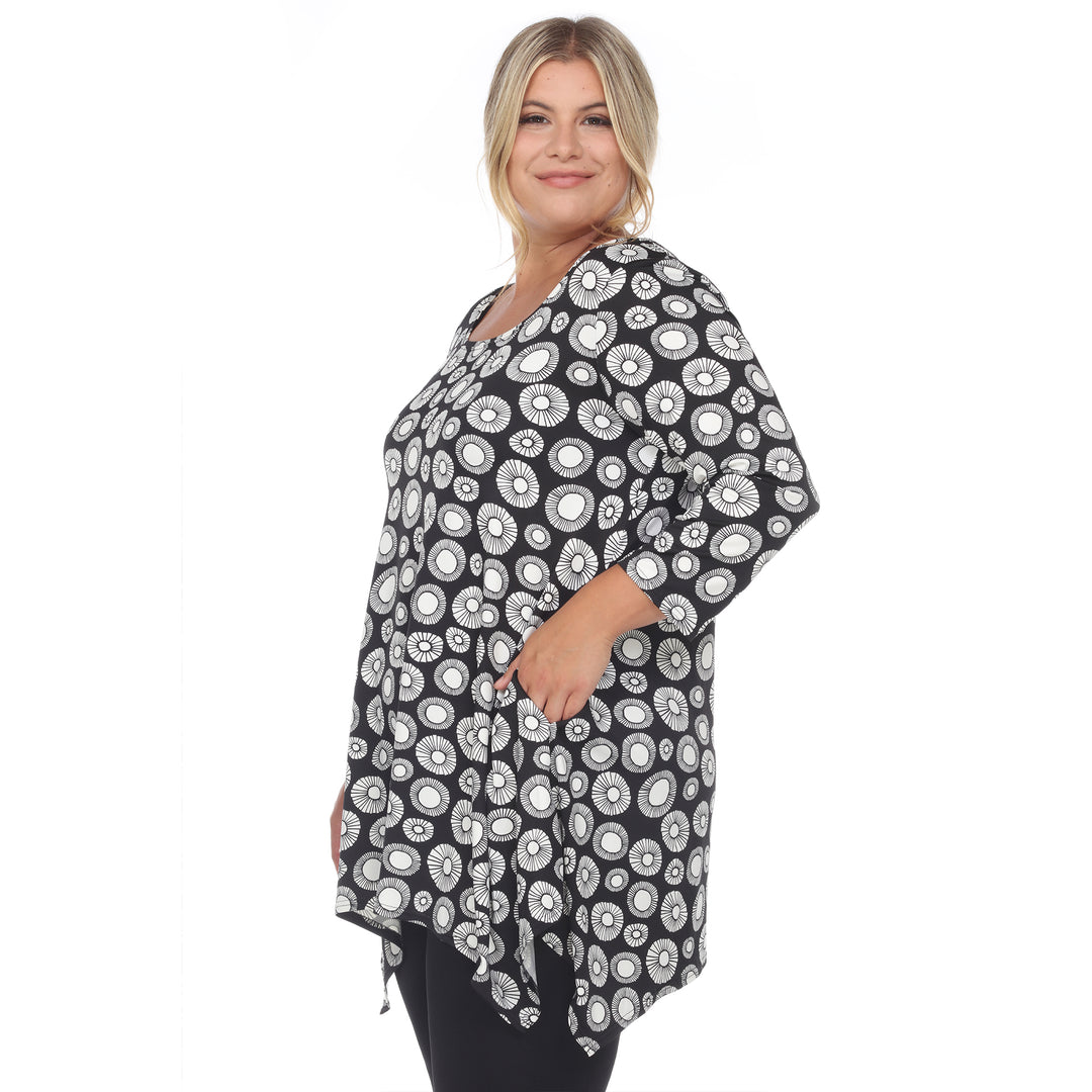 Plus Size Women's Printed Geometric Circle Tunic Top