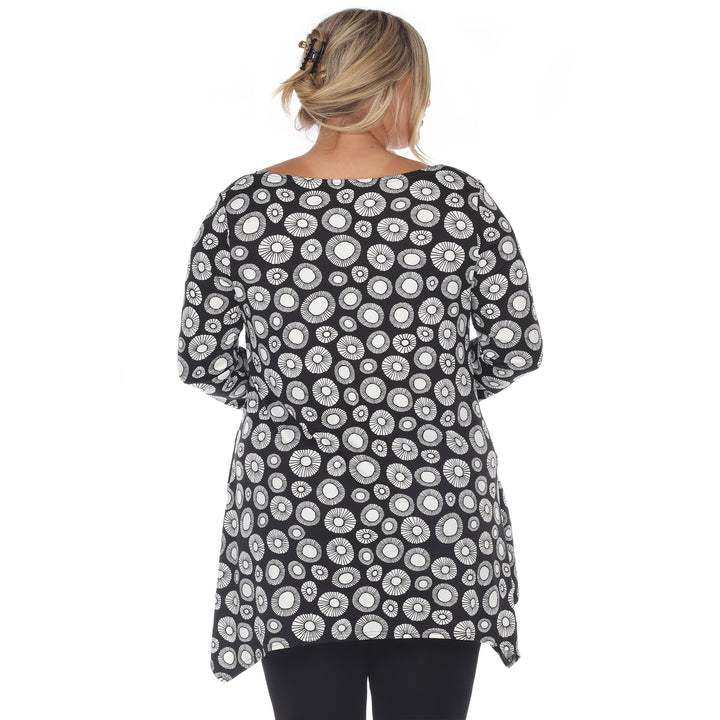 Plus Size Women's Printed Geometric Circle Tunic Top