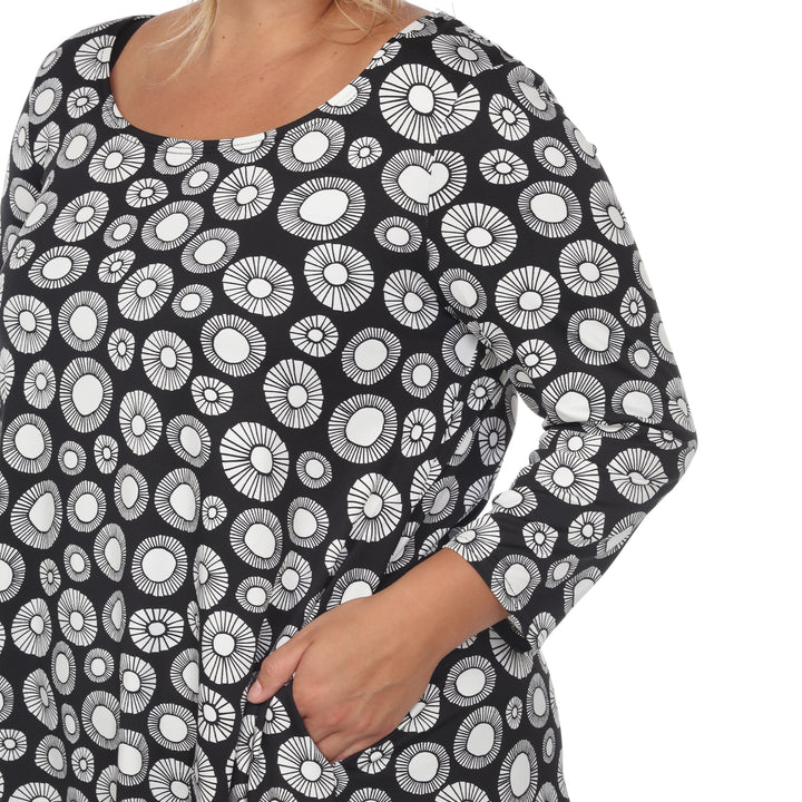 Plus Size Women's Printed Geometric Circle Tunic Top