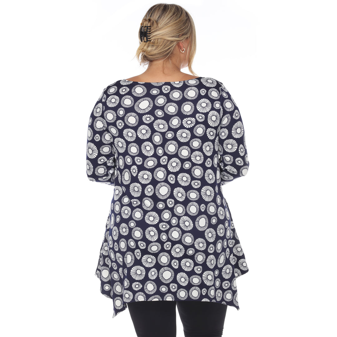 Plus Size Women's Printed Geometric Circle Tunic Top
