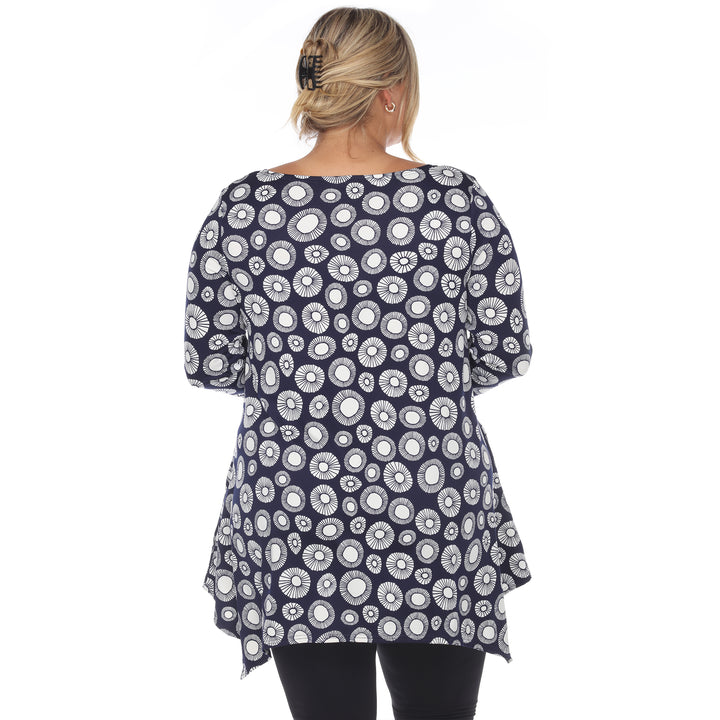 Plus Size Women's Printed Geometric Circle Tunic Top