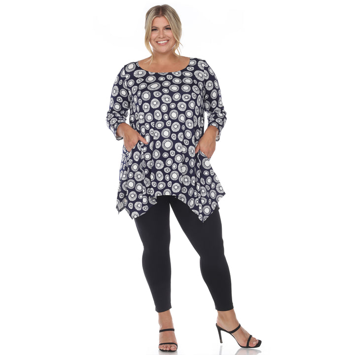 Plus Size Women's Printed Geometric Circle Tunic Top