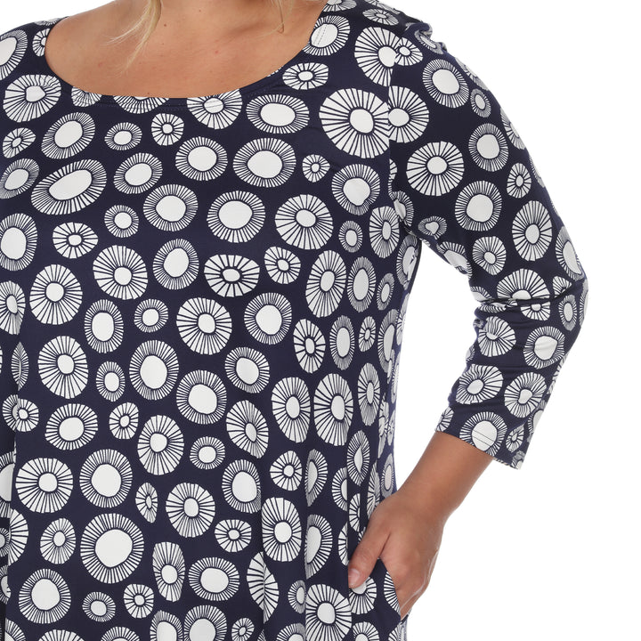 Plus Size Women's Printed Geometric Circle Tunic Top