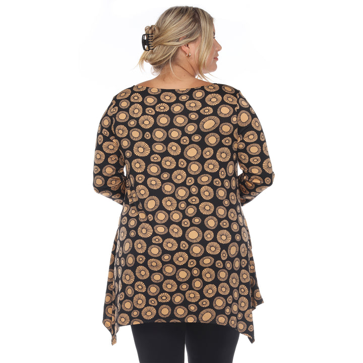 Plus Size Women's Printed Geometric Circle Tunic Top