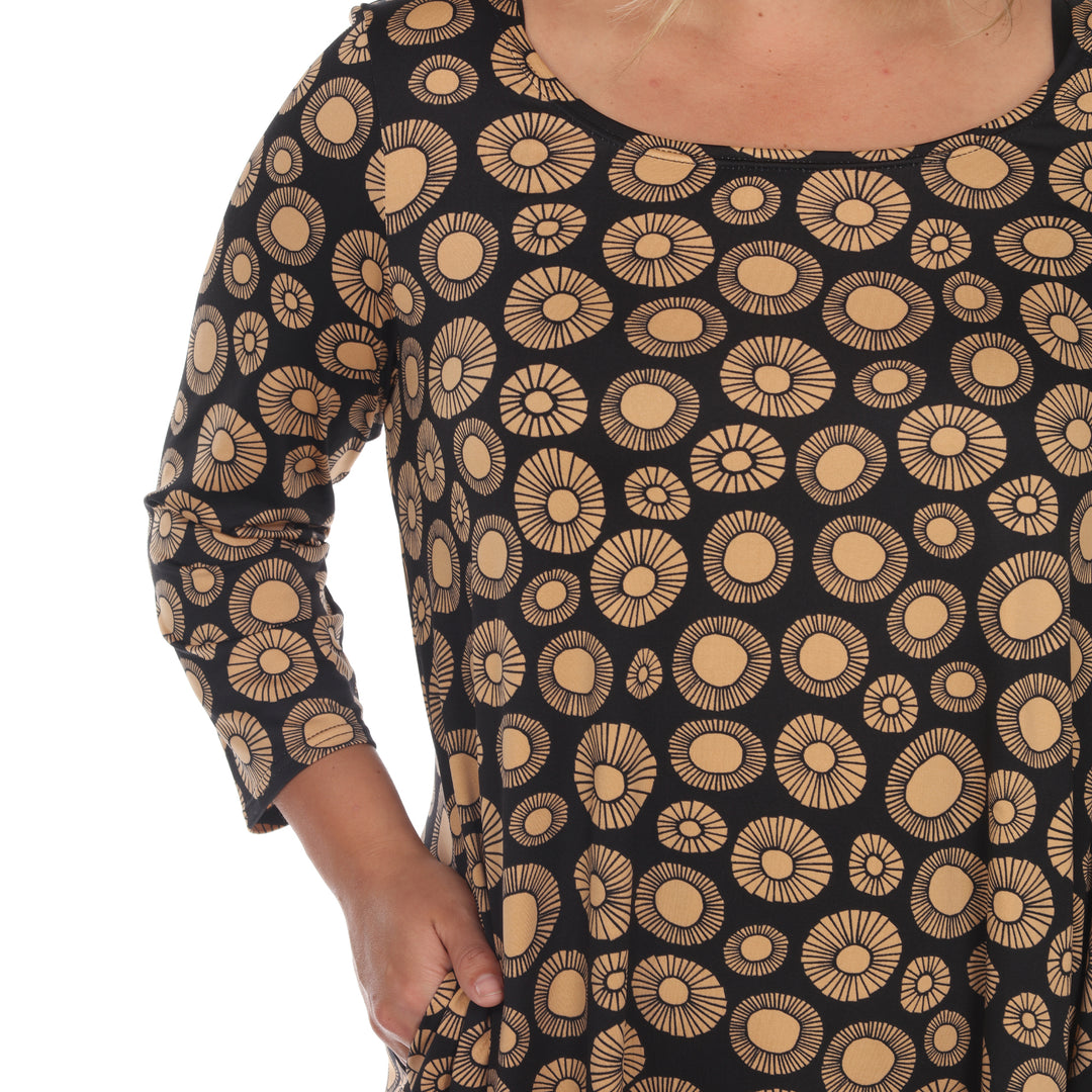 Plus Size Women's Printed Geometric Circle Tunic Top