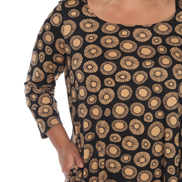 Plus Size Women's Printed Geometric Circle Tunic Top