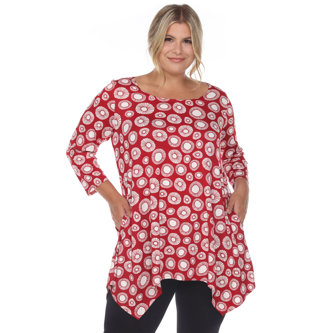 Plus Size Women's Printed Geometric Circle Tunic Top