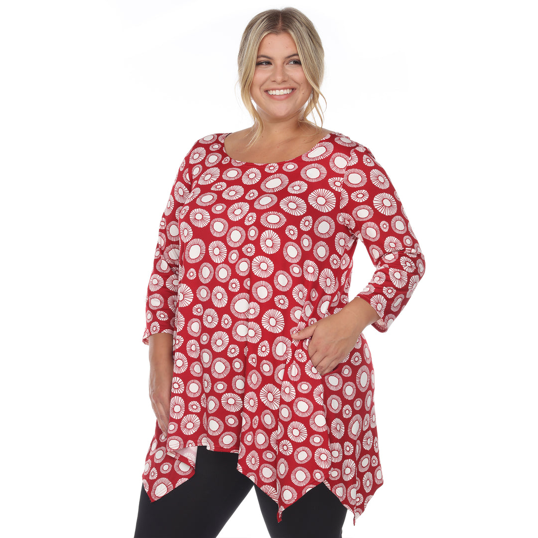 Plus Size Women's Printed Geometric Circle Tunic Top