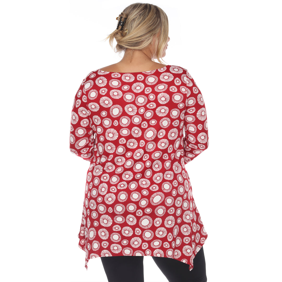 Plus Size Women's Printed Geometric Circle Tunic Top
