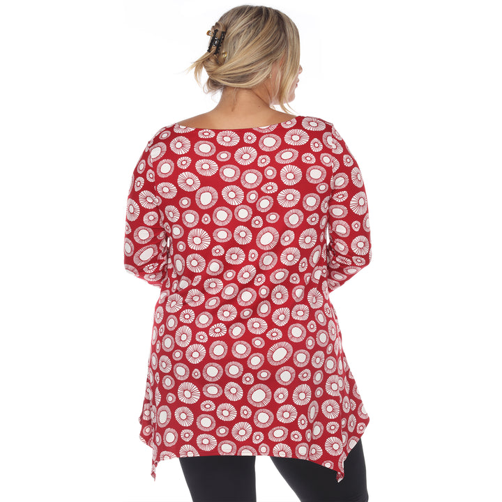 Plus Size Women's Printed Geometric Circle Tunic Top
