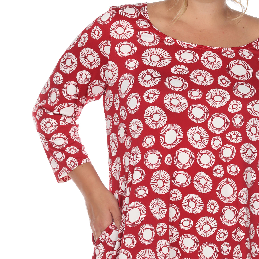 Plus Size Women's Printed Geometric Circle Tunic Top