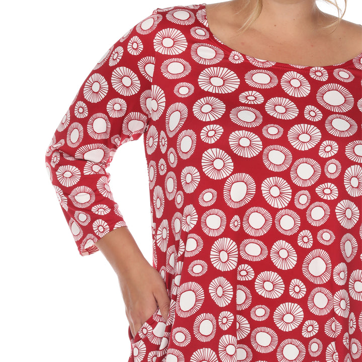 Plus Size Women's Printed Geometric Circle Tunic Top