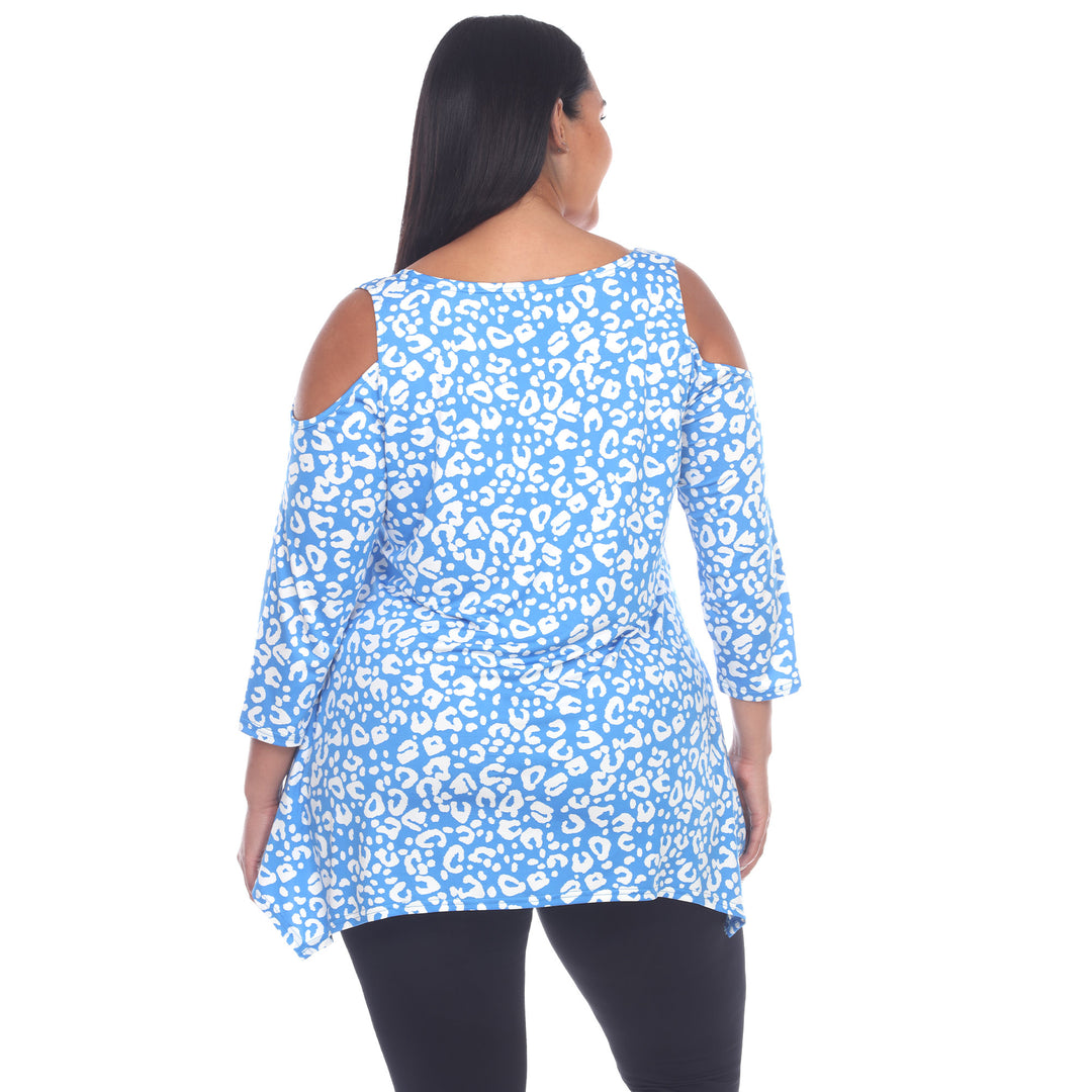 Women's Plus Size Leopard Cold Shoulder Tunic