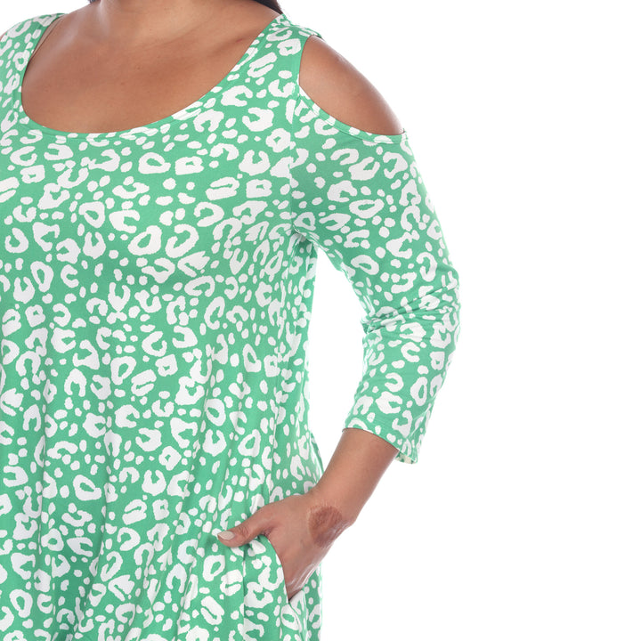 Women's Plus Size Leopard Cold Shoulder Tunic