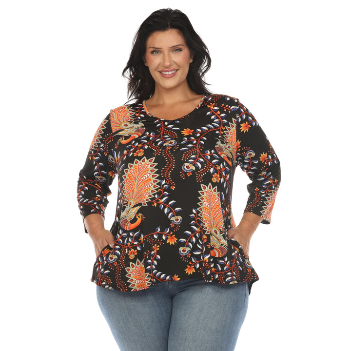 Women's Plus Size Vibrant Boho Swing Top