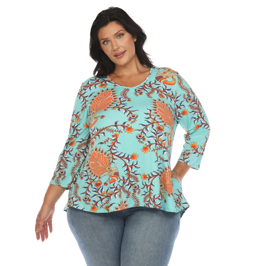 Women's Plus Size Vibrant Boho Swing Top