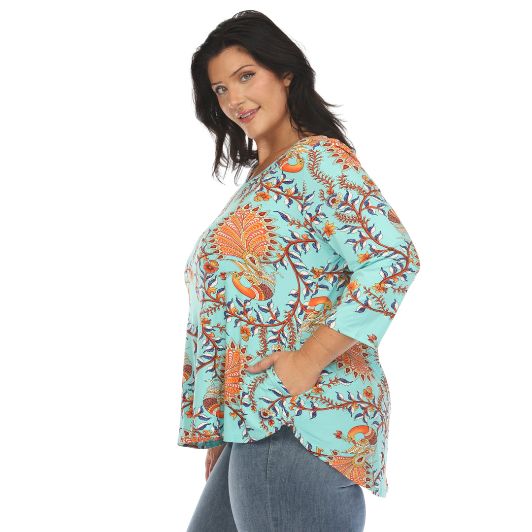 Women's Plus Size Vibrant Boho Swing Top