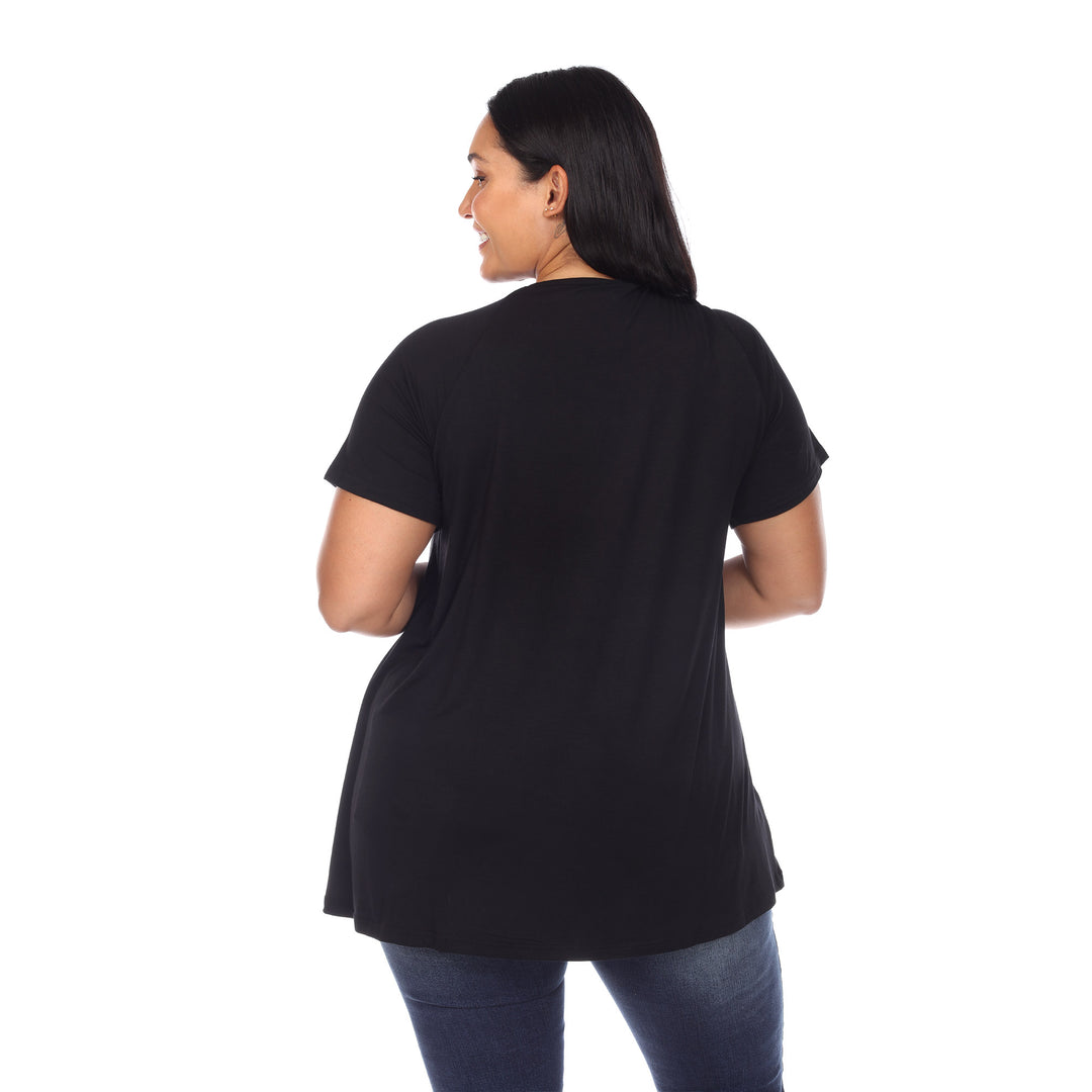 Women's Plus Size Crisscross Cutout Short Sleeve Top