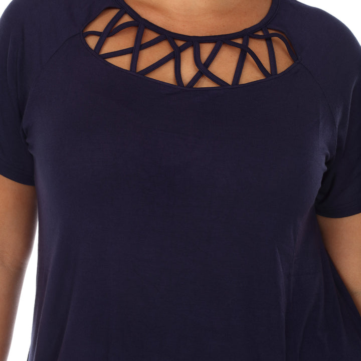 Women's Plus Size Crisscross Cutout Short Sleeve Top