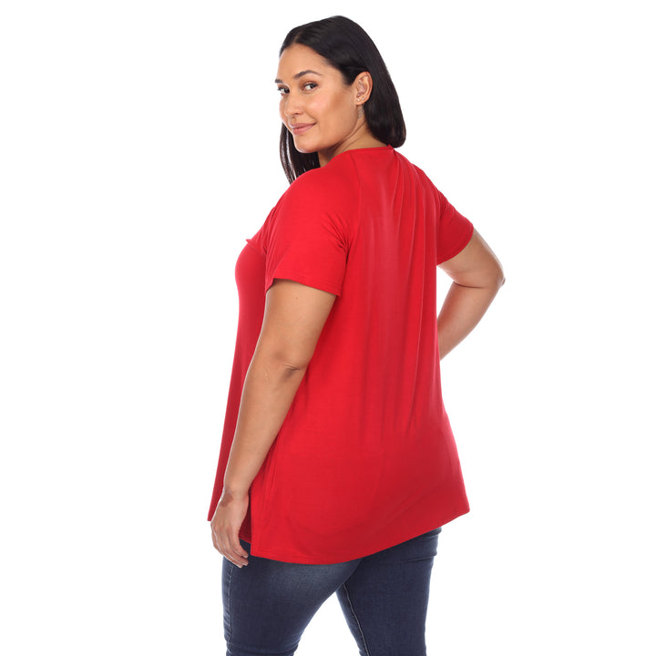 Women's Plus Size Crisscross Cutout Short Sleeve Top